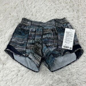 NWT Lululemon Hotty Hot Short *Long 4" Digital Oasis Grey Multi / True Navy
